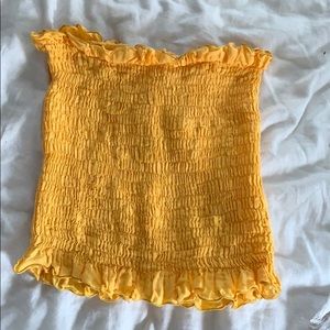 Ruffle yellow tube top